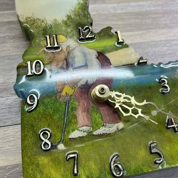 VTG Idaho Golf Clock Handmade In USA Quartz Wall Clock 10” Untested - 2O651 - Picture 3 of 5